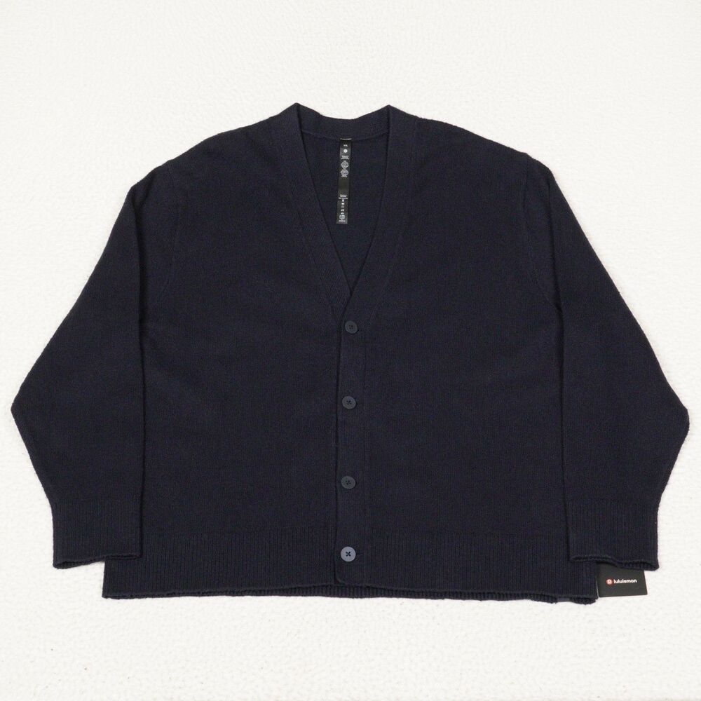 Lululemon Merino Wool-Blend Cardigan Mens XXL Navy Blue Relaxed Fit Style M3DOFS